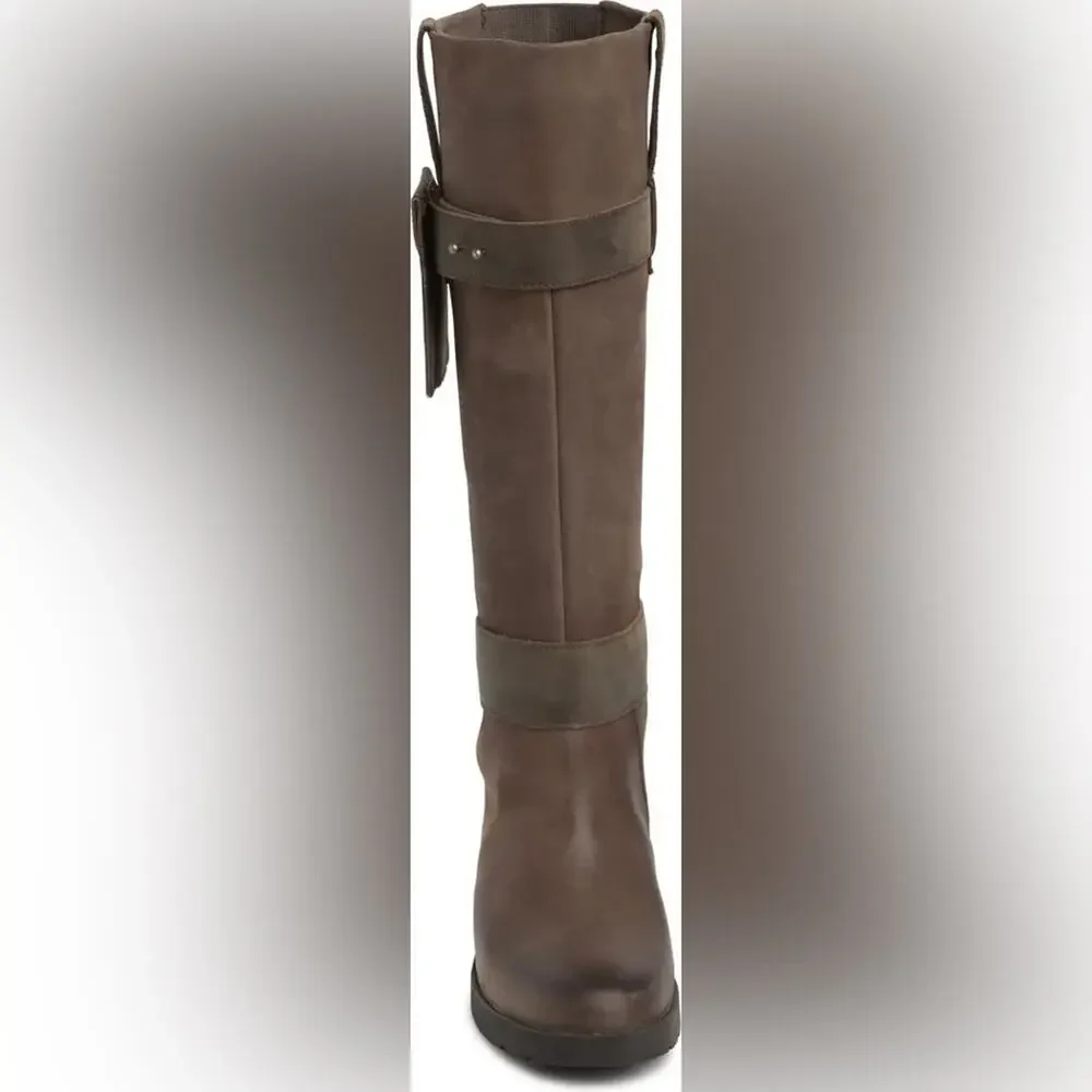 Timberland Graceyn Tall Pull-On Brown Waterproof Leather Riding Boots Size 6.5M
